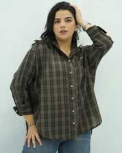 Chemise Casual à Carreaux Kaki