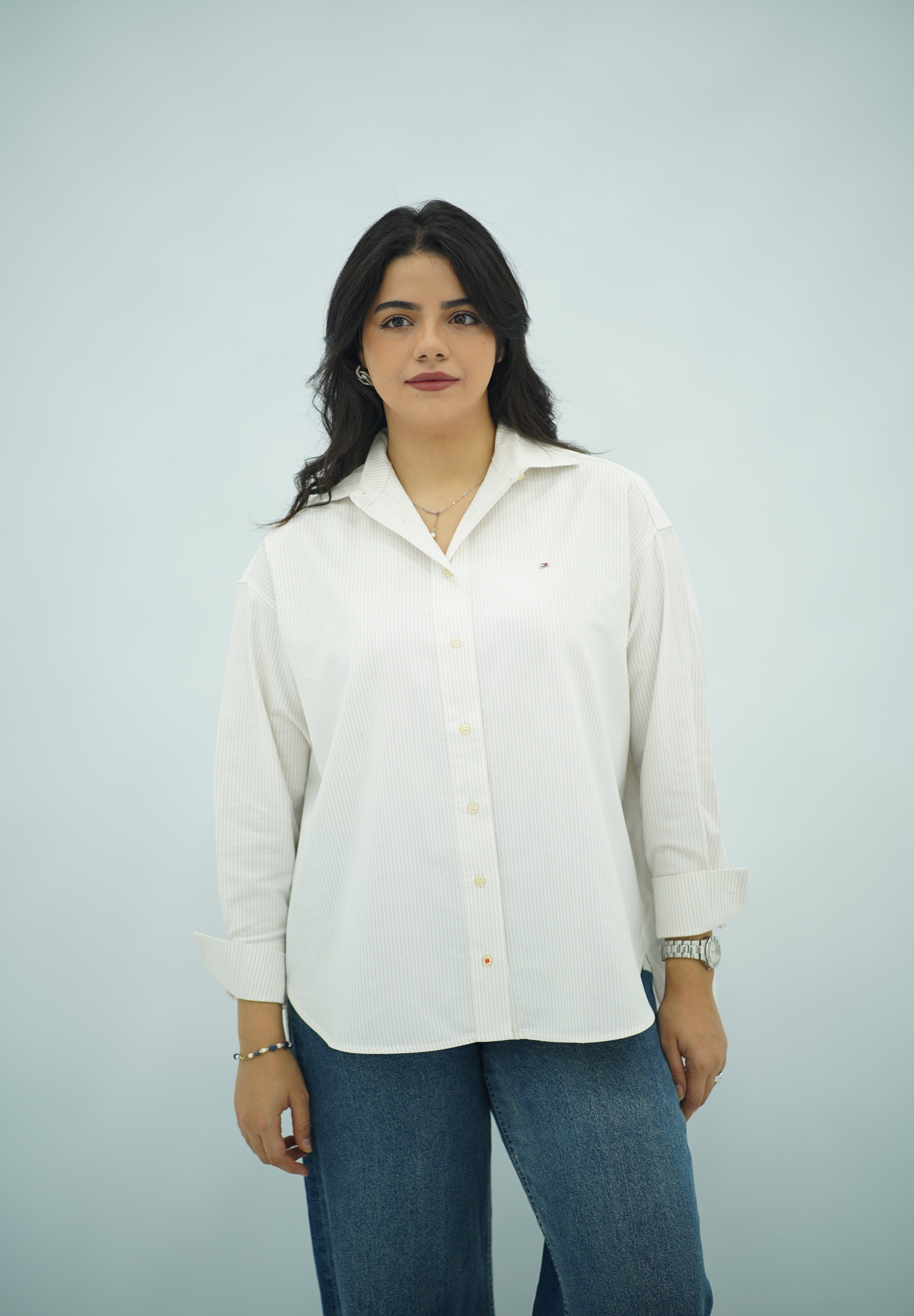 Chemise à Rayures Beige