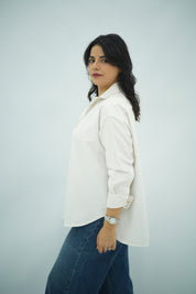 Chemise à Rayures Beige