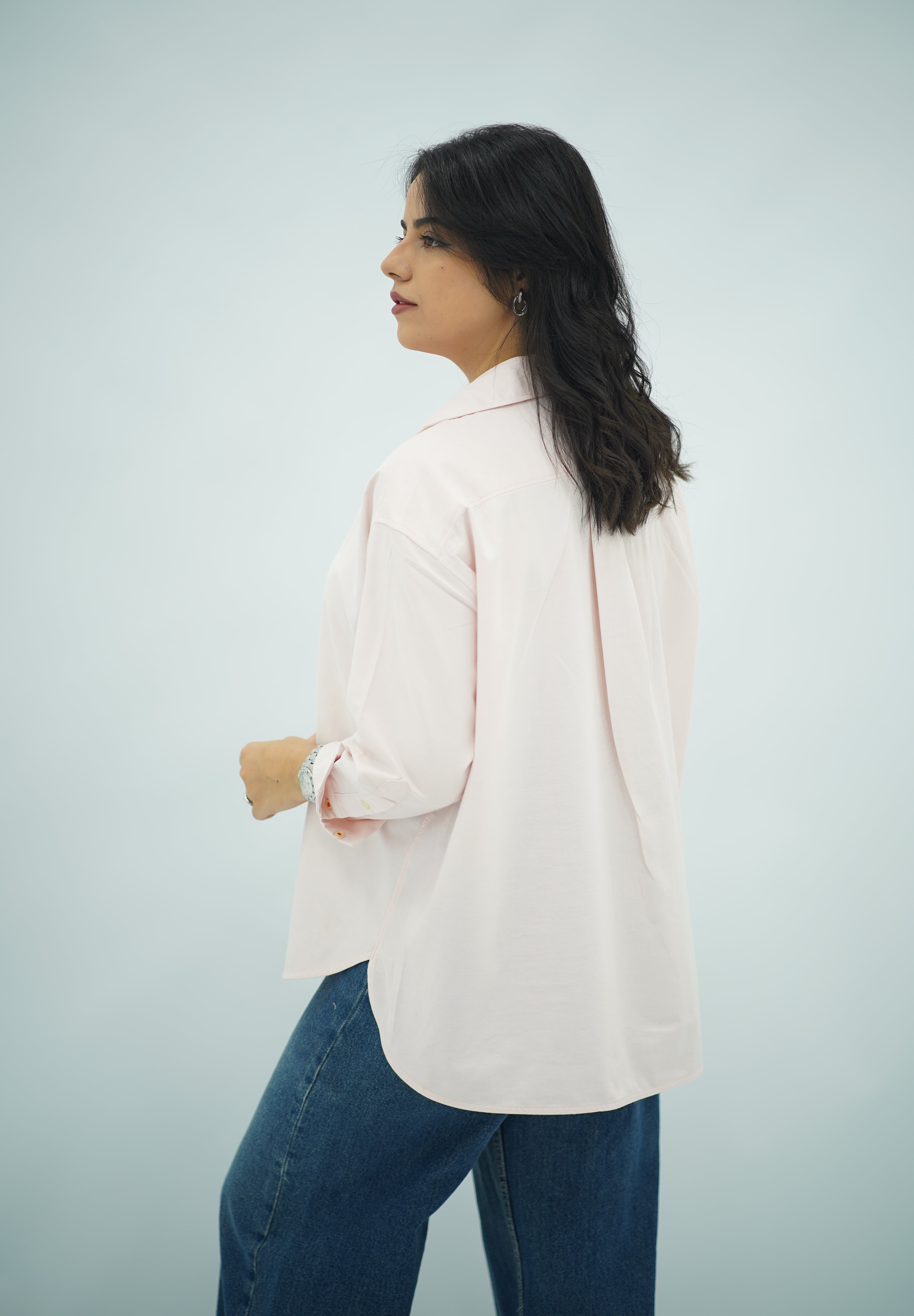 Chemise Oversize Rose Poudré Clair