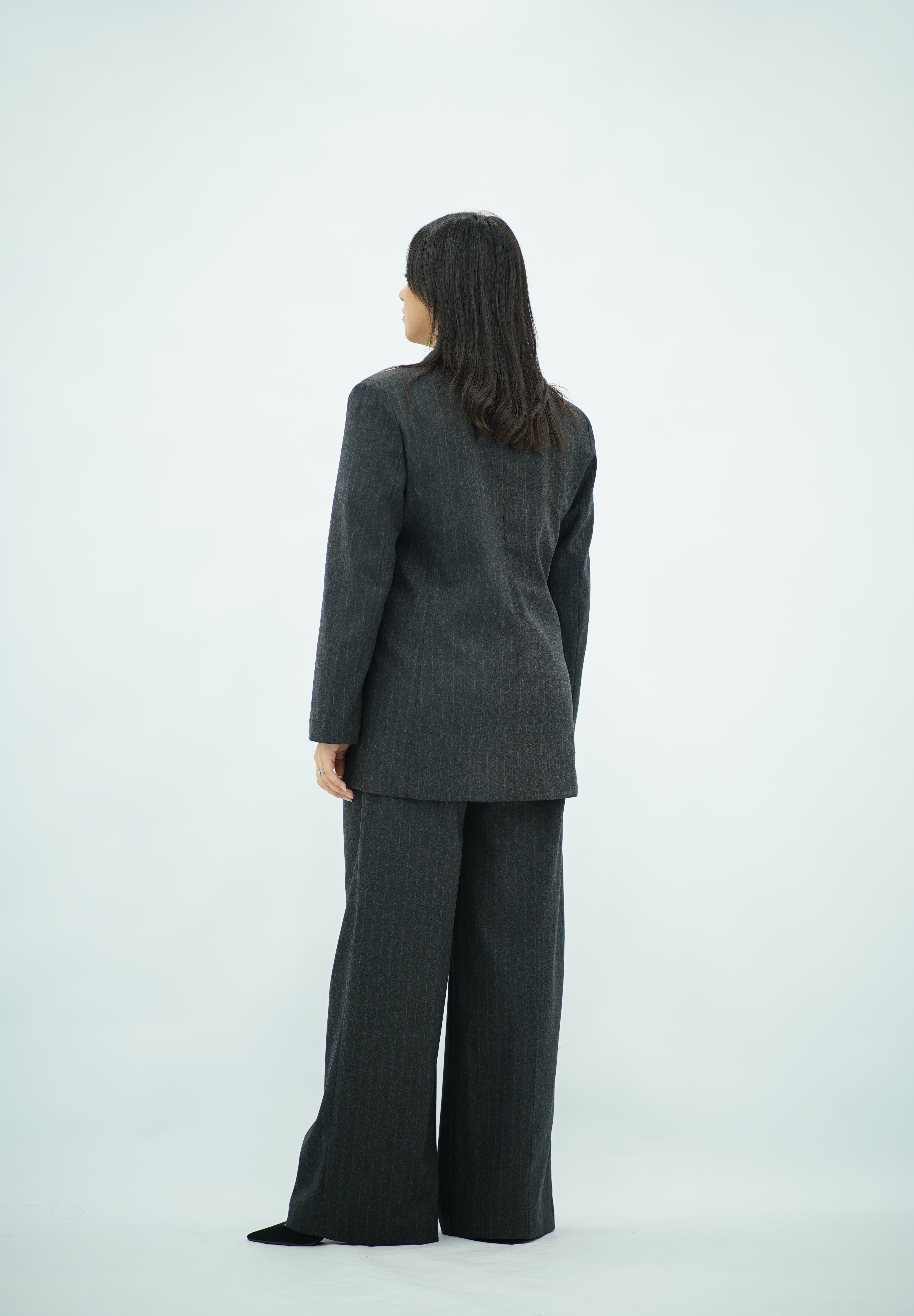 Costume Feminin Workwear Rayé - Gris Anthracite"