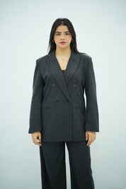 Costume Feminin Workwear Rayé - Gris Anthracite"