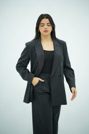 Costume Feminin Workwear Rayé - Gris Anthracite"