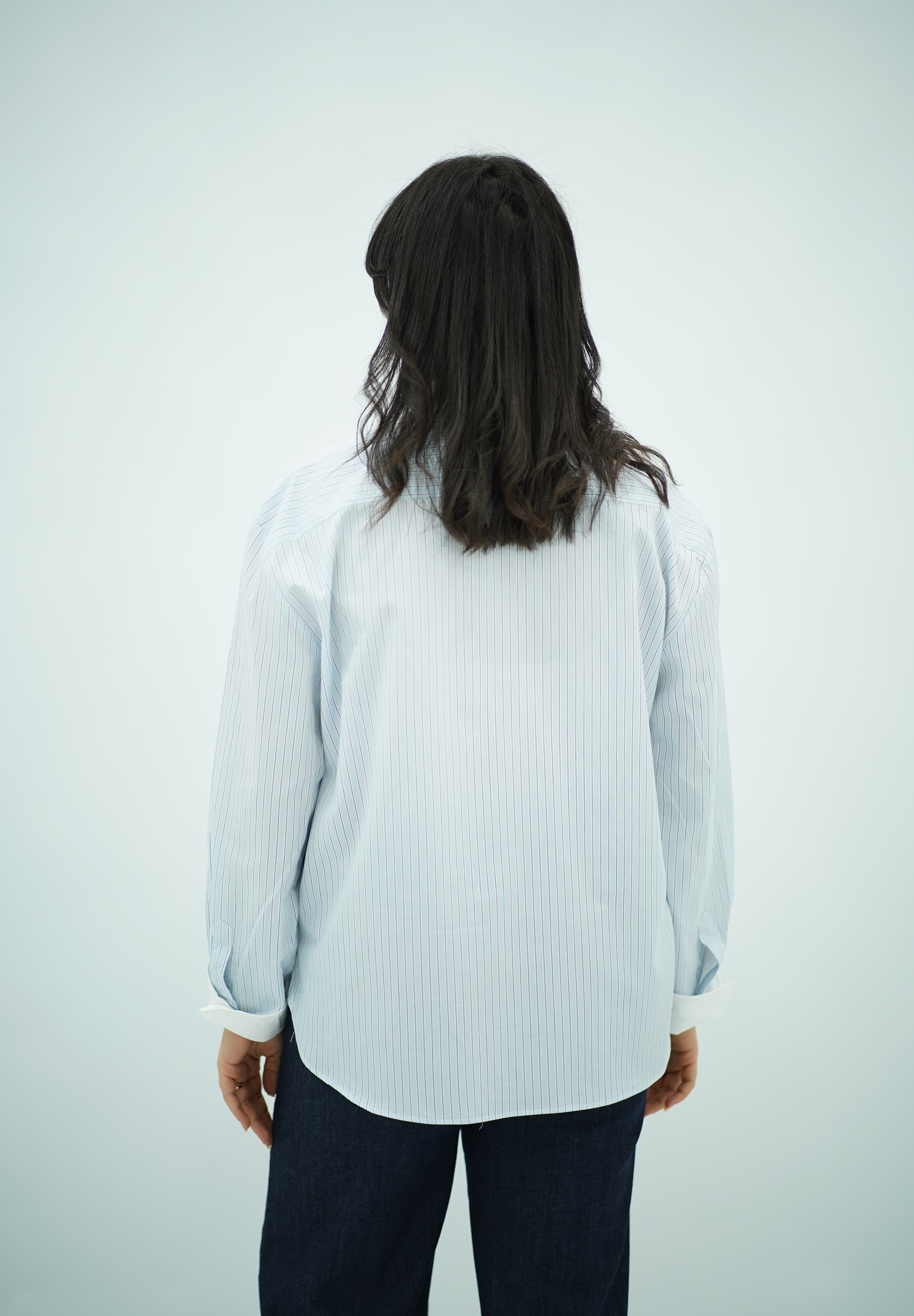 chemise fluide à fines rayures bleu à Nœuds Chinois
