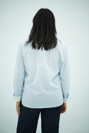 Chemise Rayée en bleu ciel à Nœuds Chinois