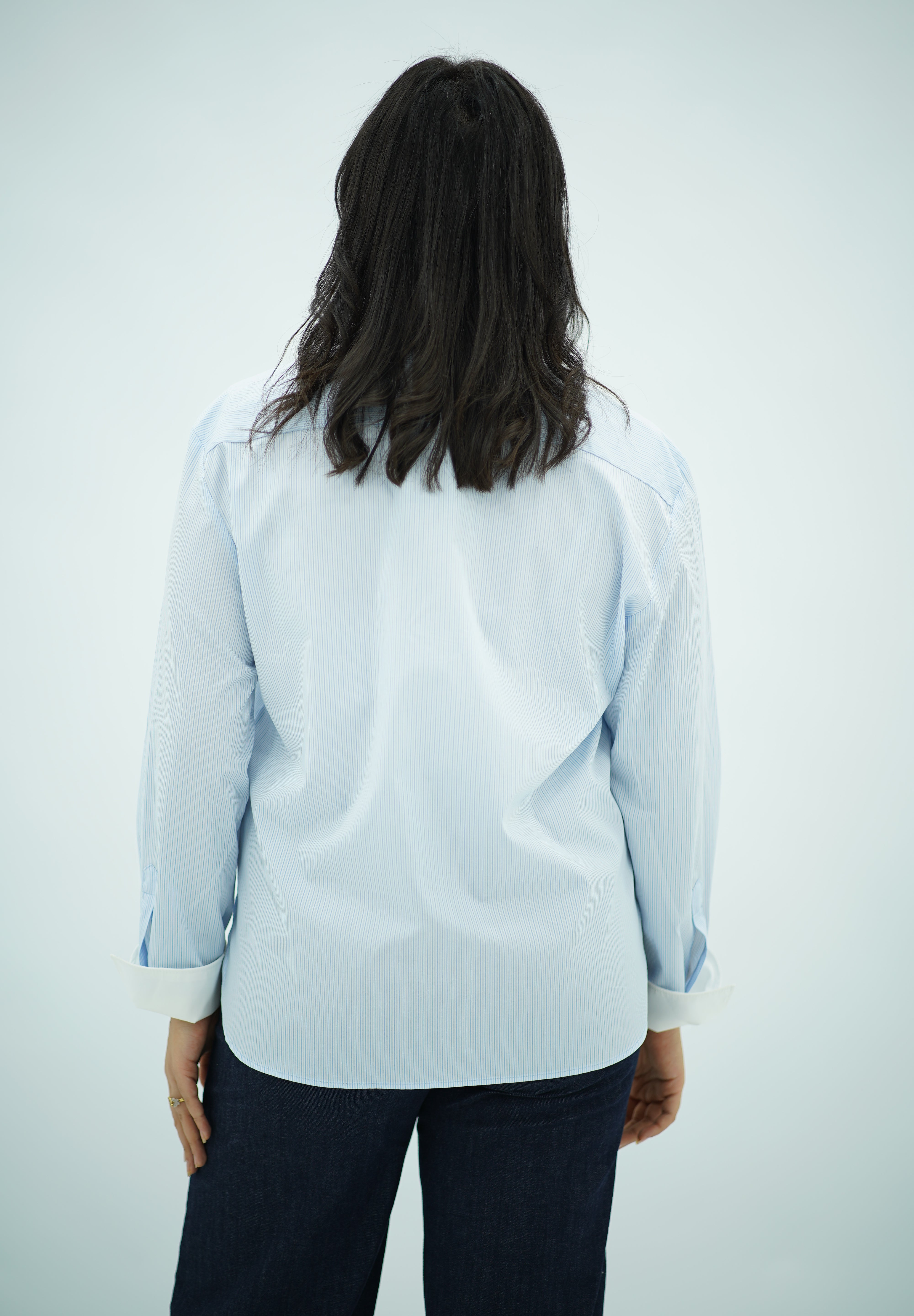 Chemise Rayée en bleu ciel à Nœuds Chinois