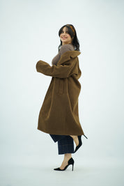 Manteau Long Oversize en Laine - Marron
