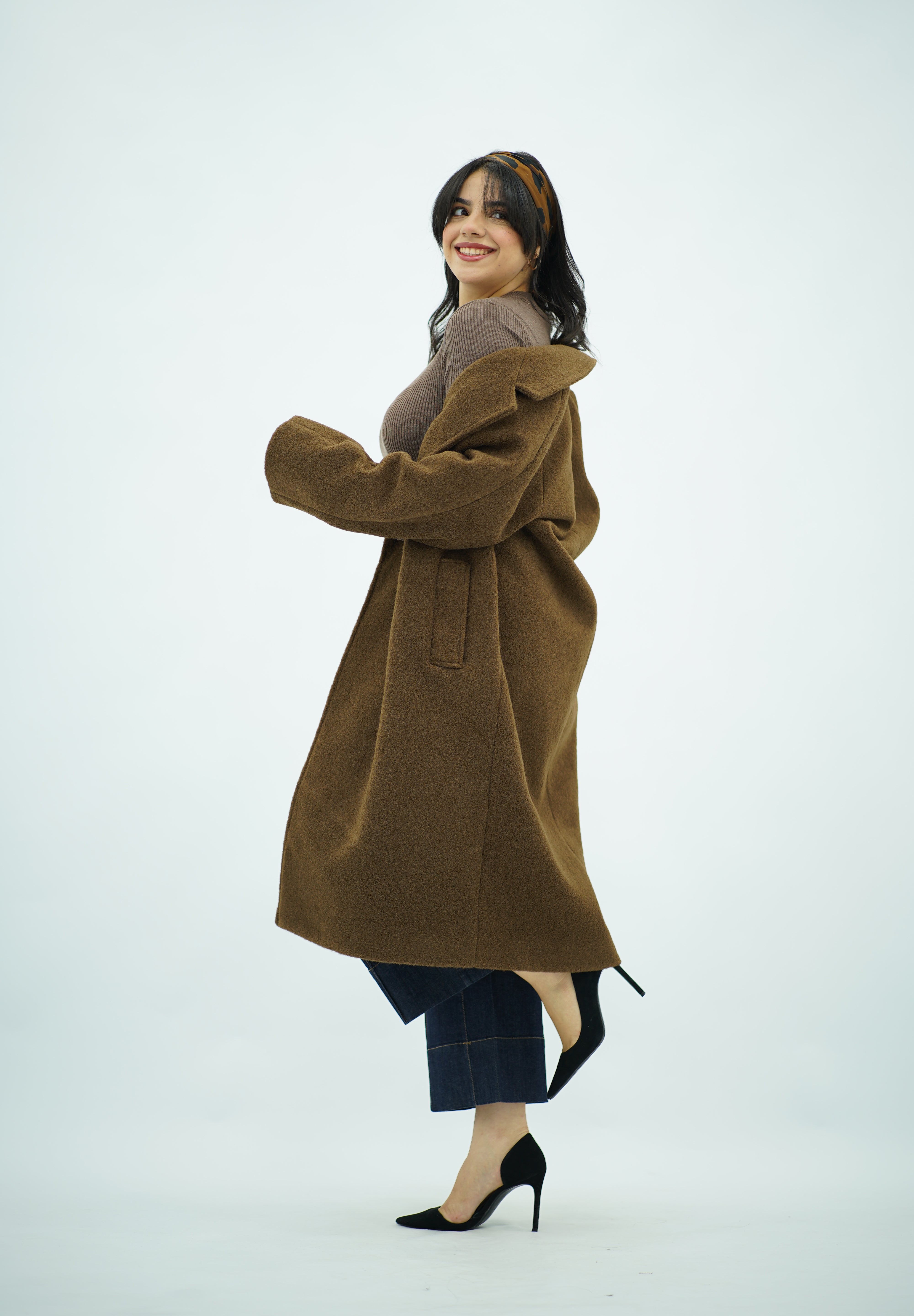 Manteau Long Oversize en Laine - Marron