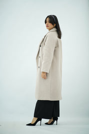 Manteau Long Oversize en Laine - Beige Clair