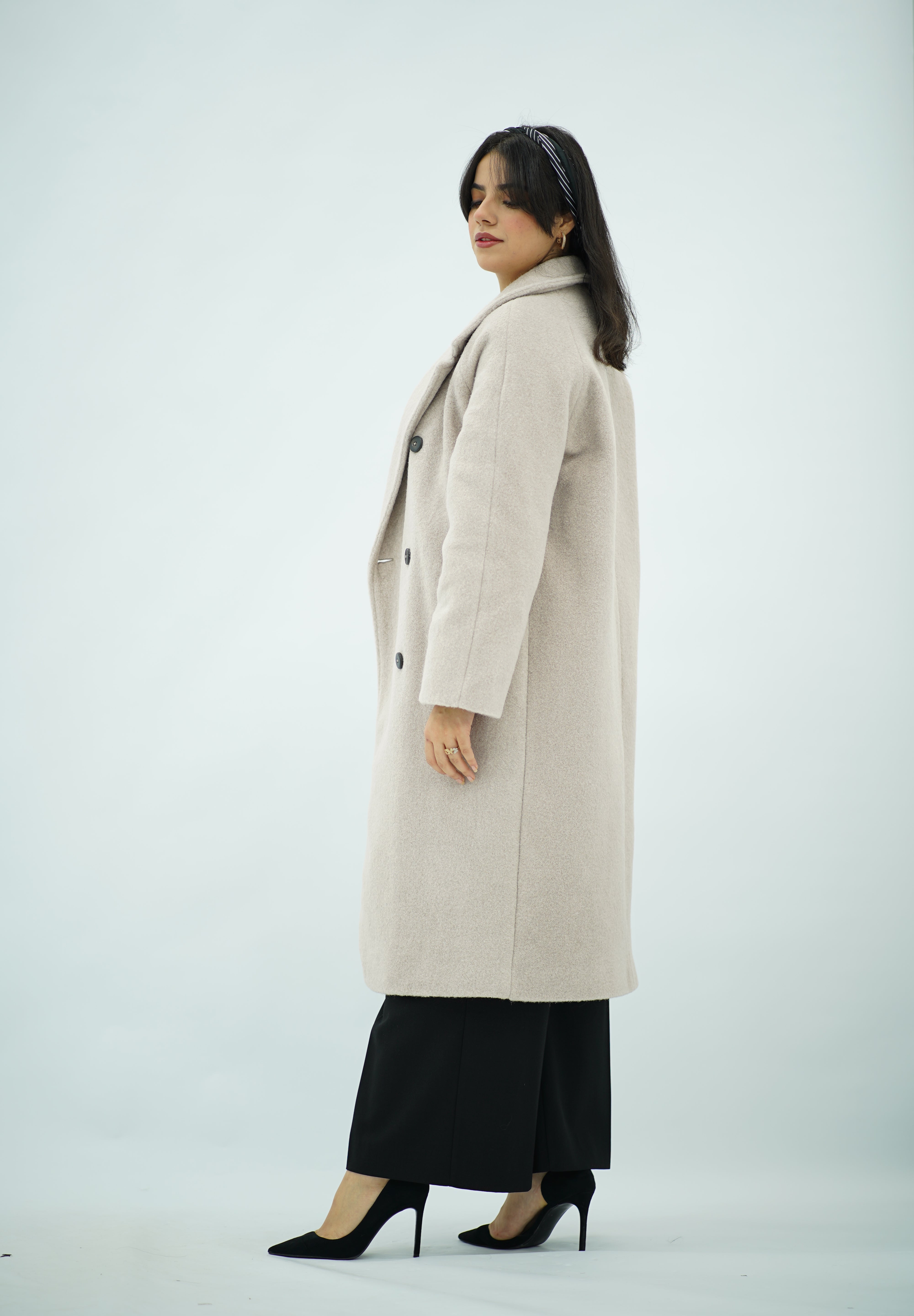 Manteau Long Oversize en Laine - Beige Clair