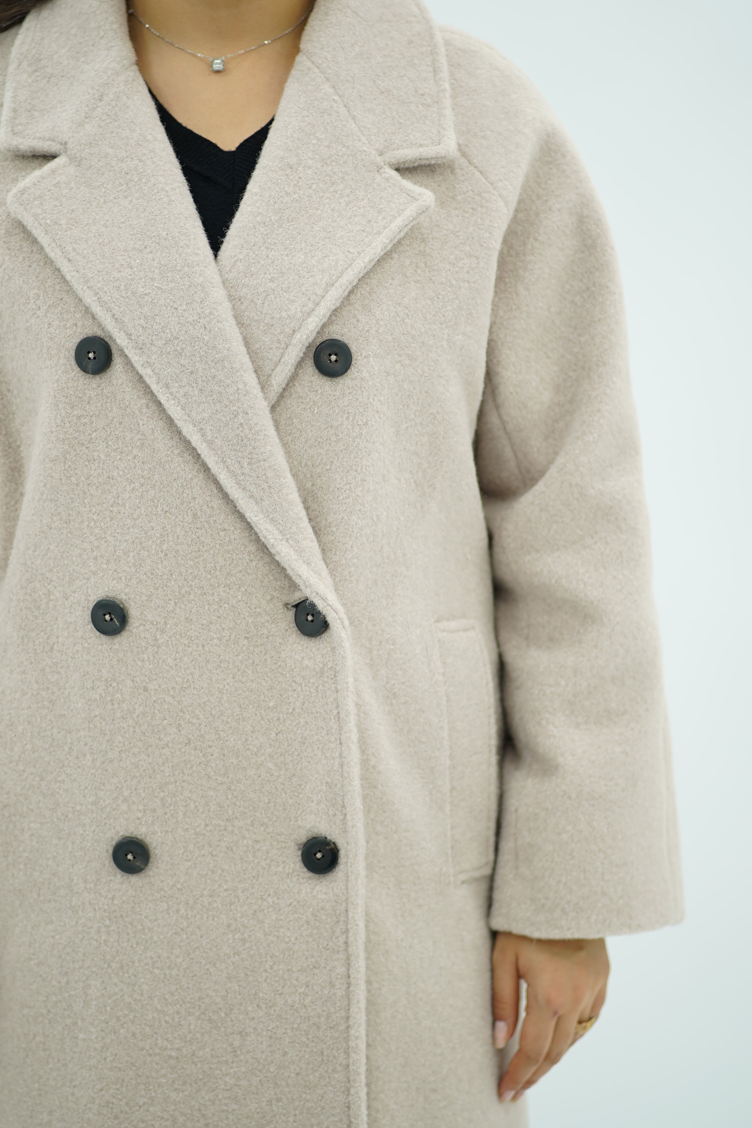 Manteau Long Oversize en Laine - Beige Clair