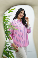 Chemise Rose rayée en popeline