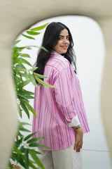 Chemise Rose rayée en popeline