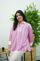Chemise Rose rayée en popeline