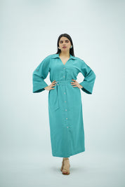 Robe en Lin Bleu Turquoise