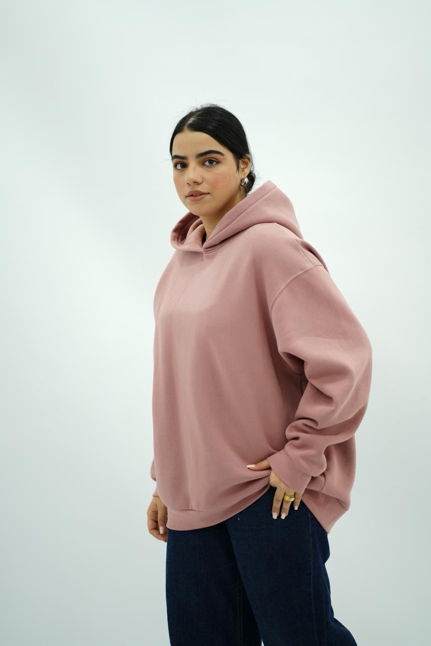 Sweat à capuche oversize rose poudré