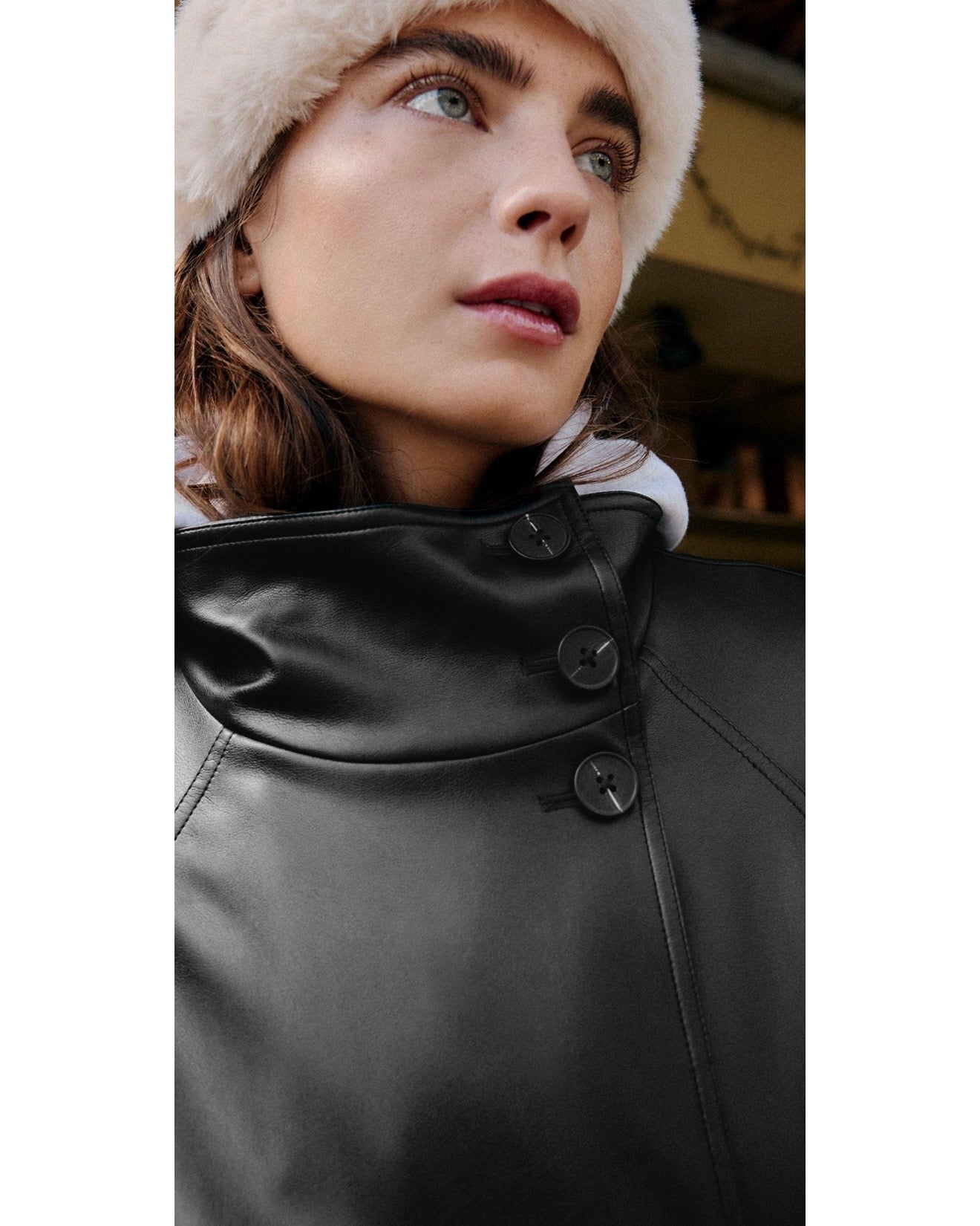 TRENSH COL MANTANT SIMILICUIR - NOIR