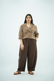 Chemise Fluide à Poches – Marron rayé