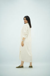 Robe Chemise Longue en Lin Rayé