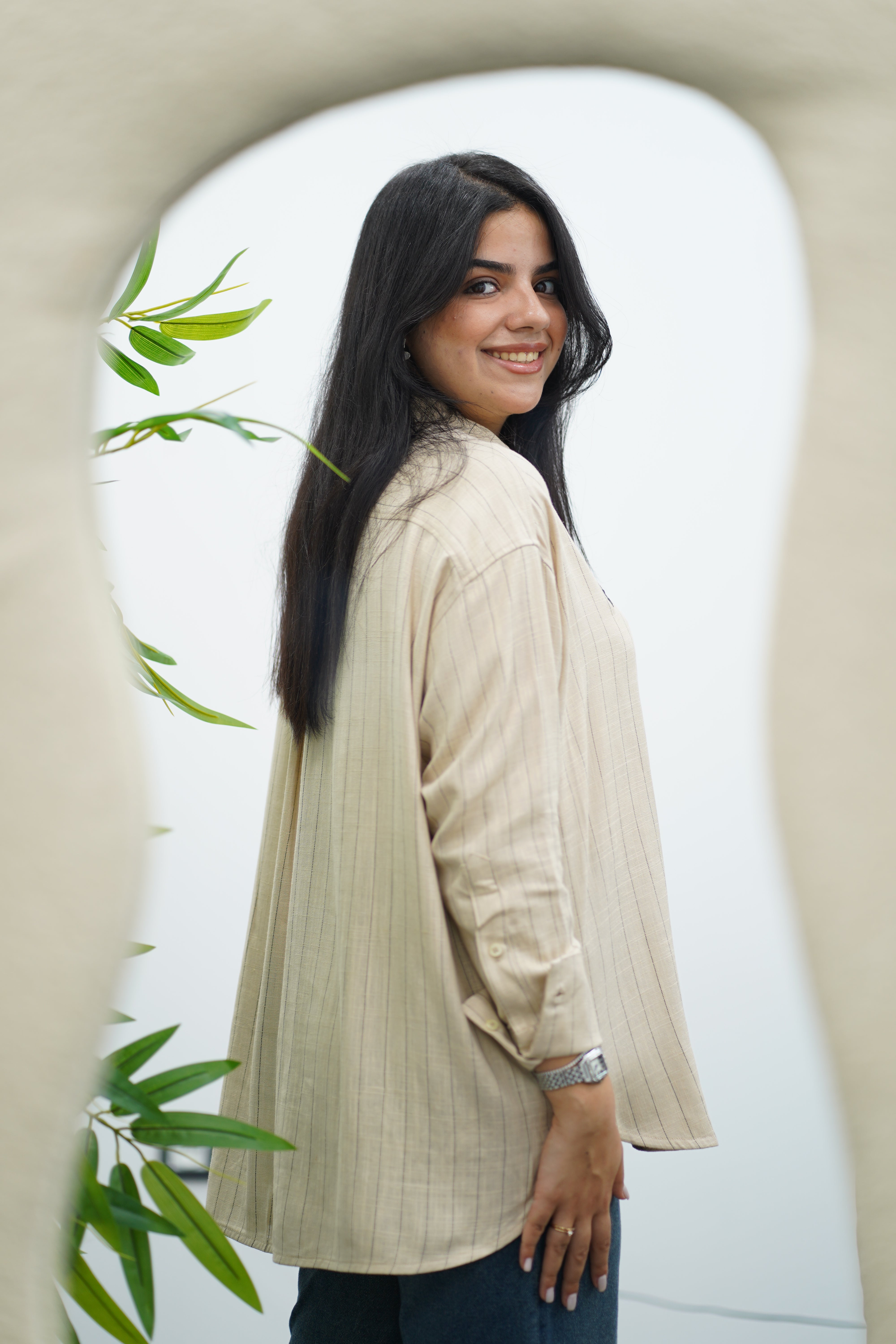 Chemise Rayé En lin - Beige