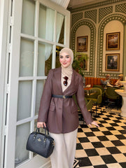 Veste en similicuir marron