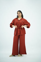 Ensemble En crêpe plissé Rouge brique