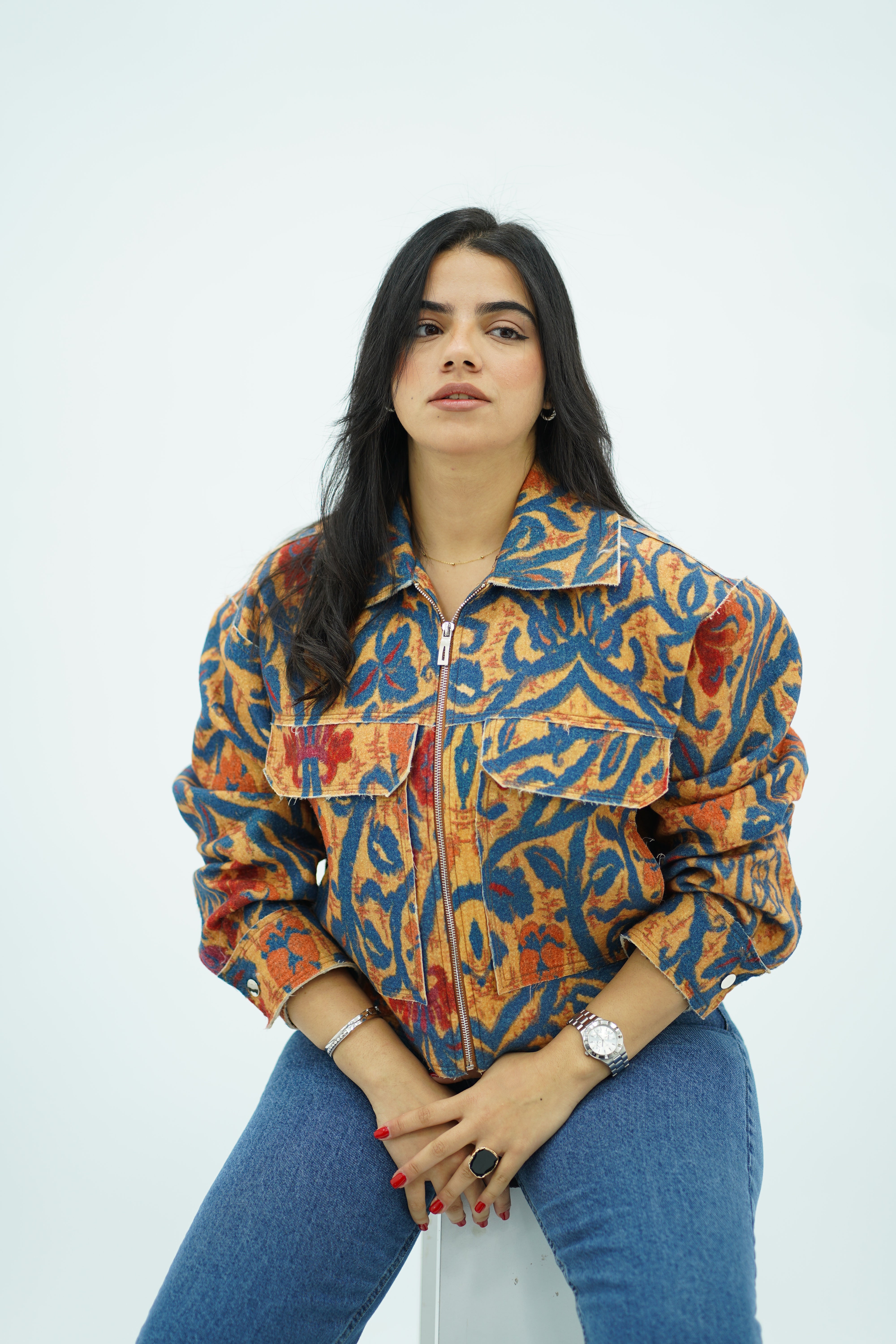 Bomber a motif ethnique multicolore