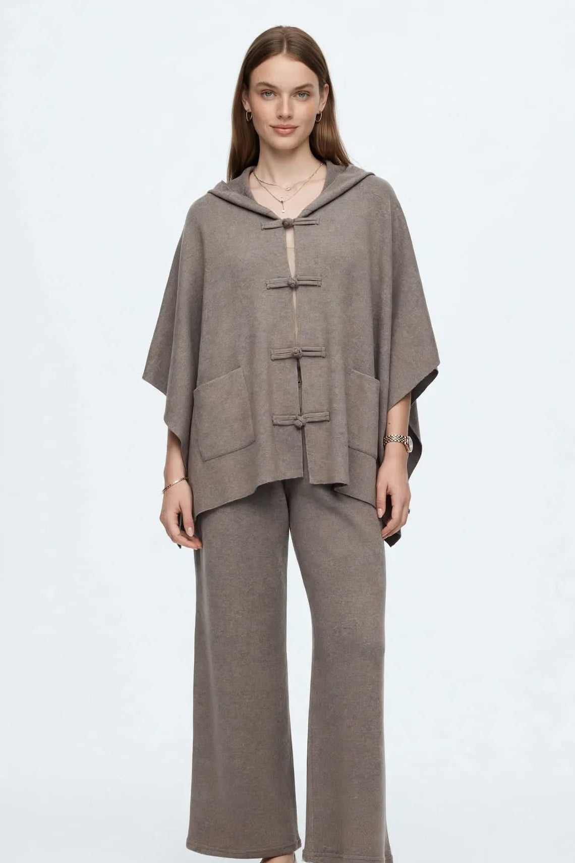 Ensemble Cape et Pantalon Large en Maille