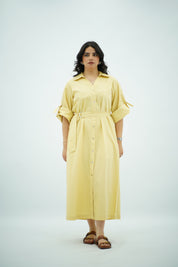 Robe Longue en popeline Jaune