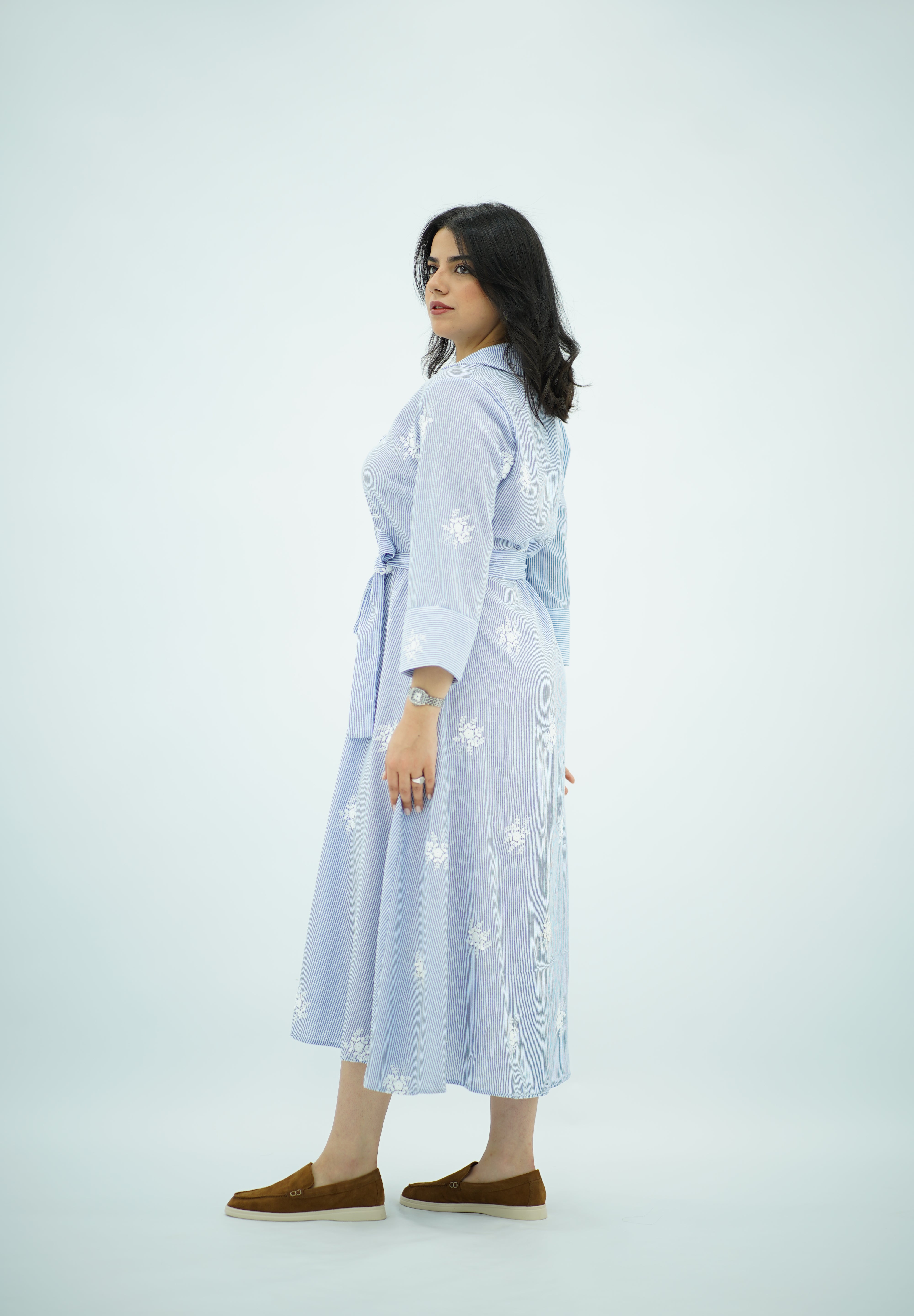 Robe Bleu ciel brodée