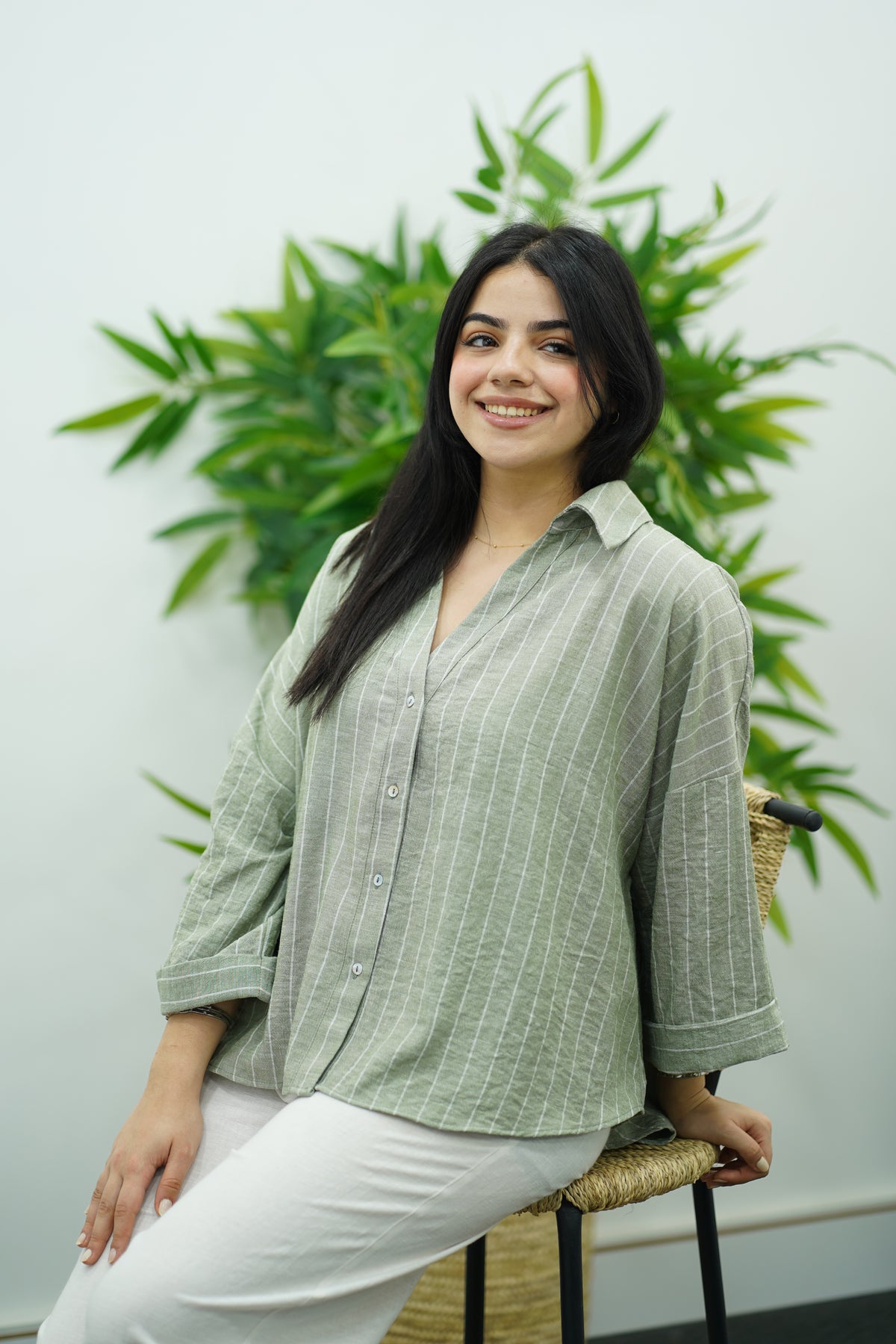 Chemise oversize en Lin Rayé