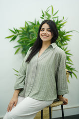 Chemise oversize en Lin Rayé