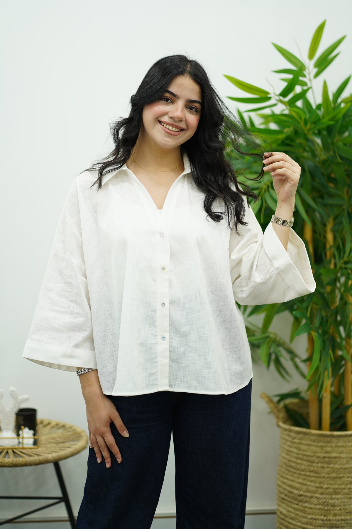 Chemise oversize en Lin Blanche