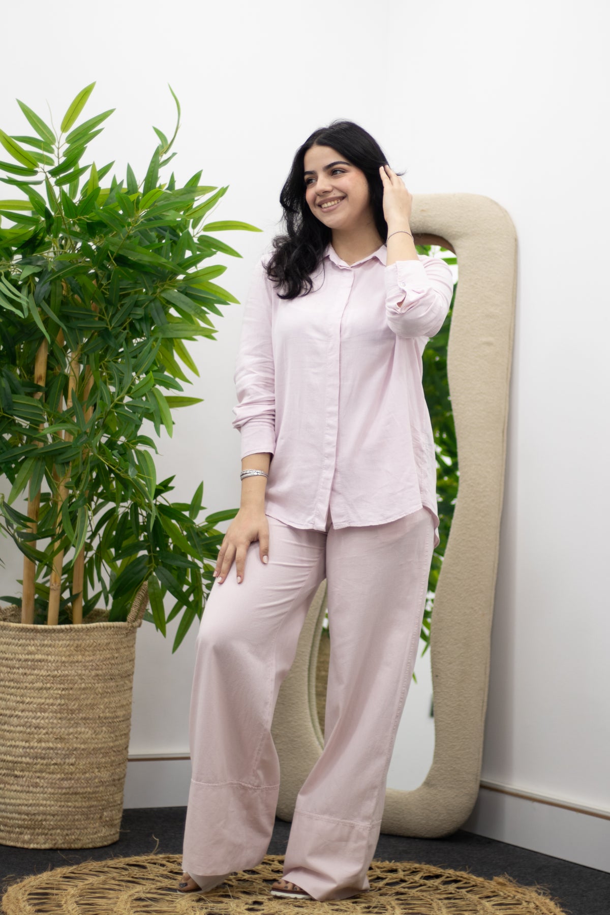 Ensemble en Lin- Rose nude