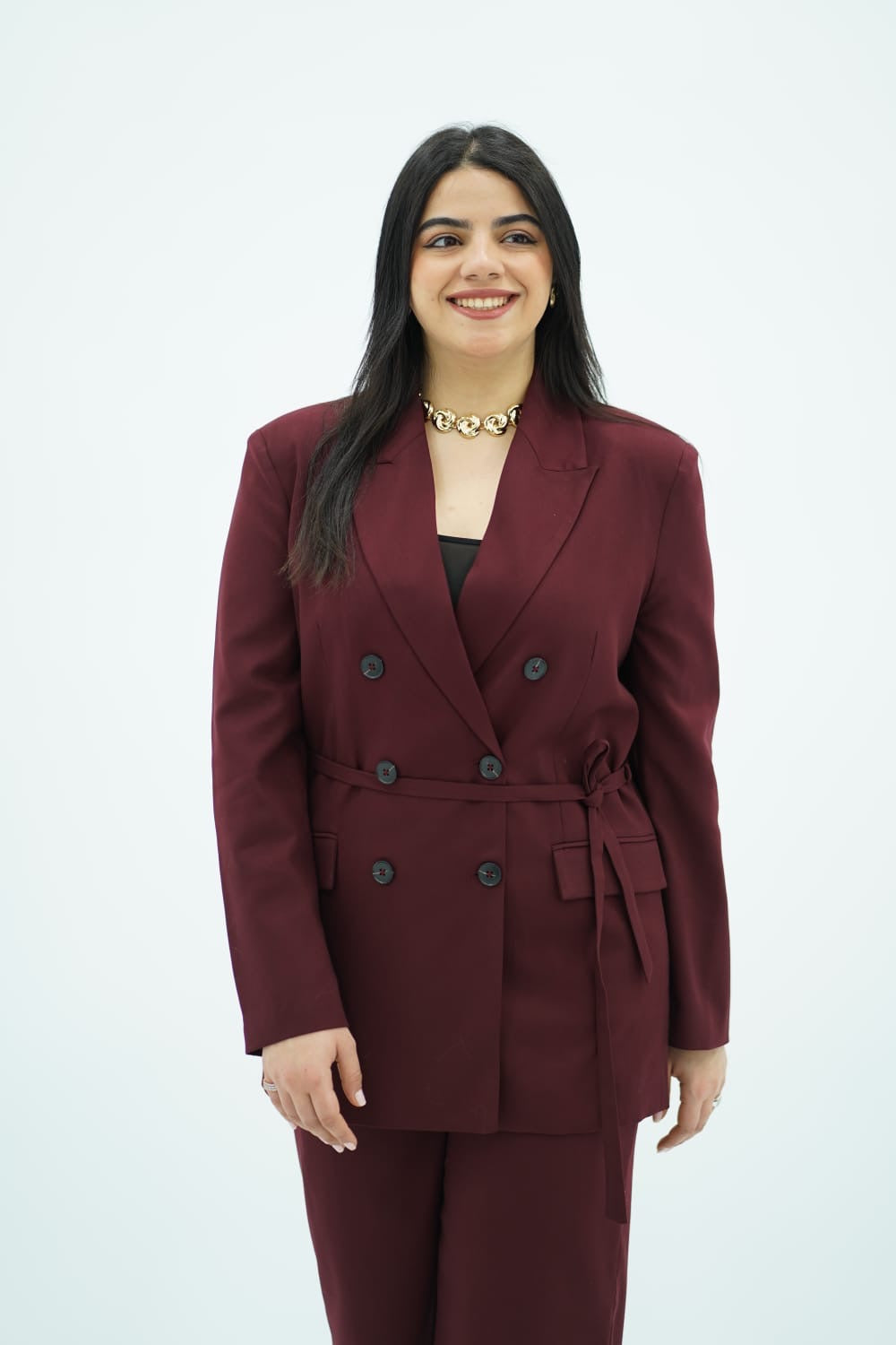 Tailleur Bordeaux Ceinturé