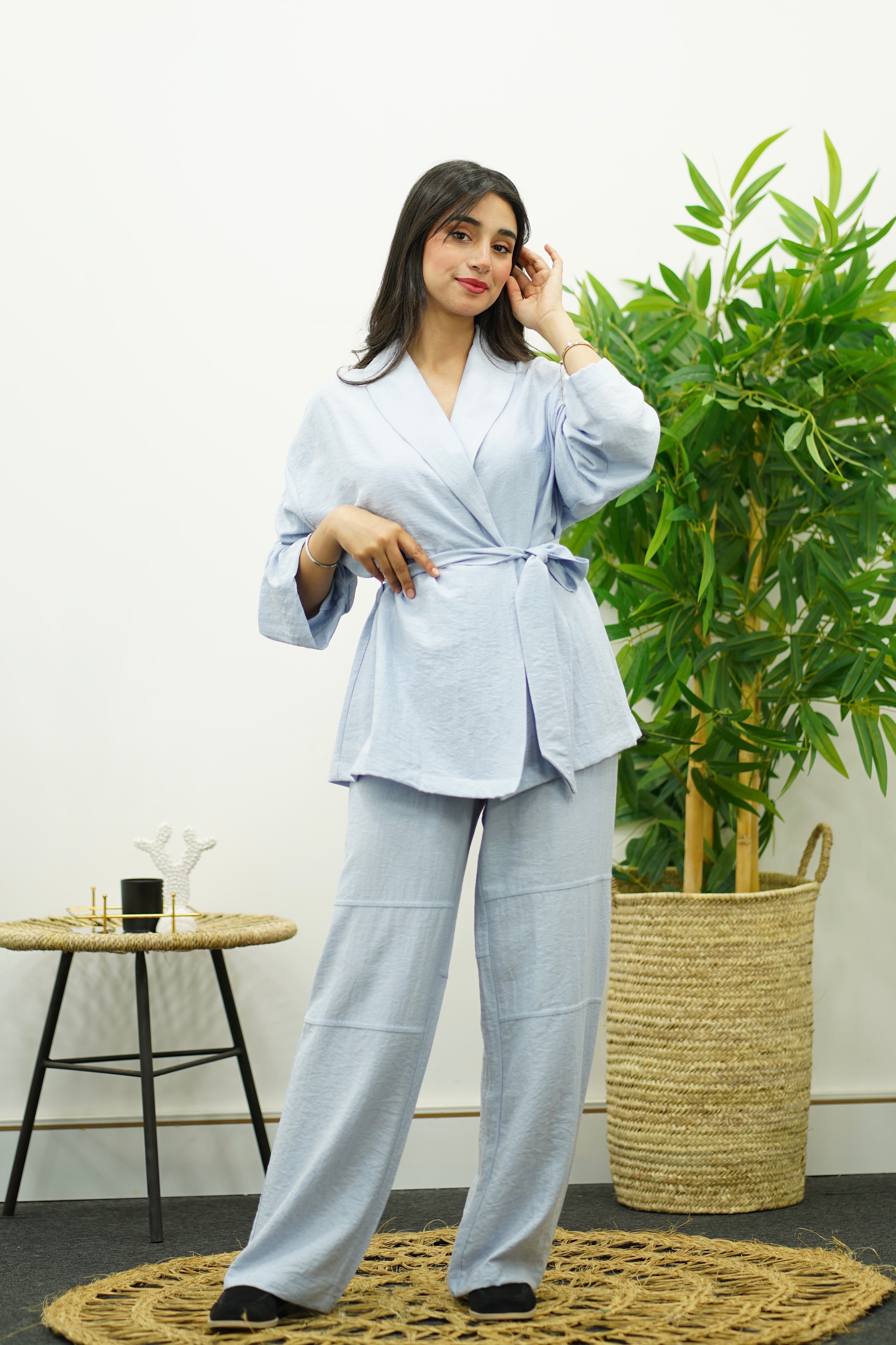 Ensemble Fluide Style Kimono - bleu ciel