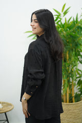 Chemise Noire à motifs discrets