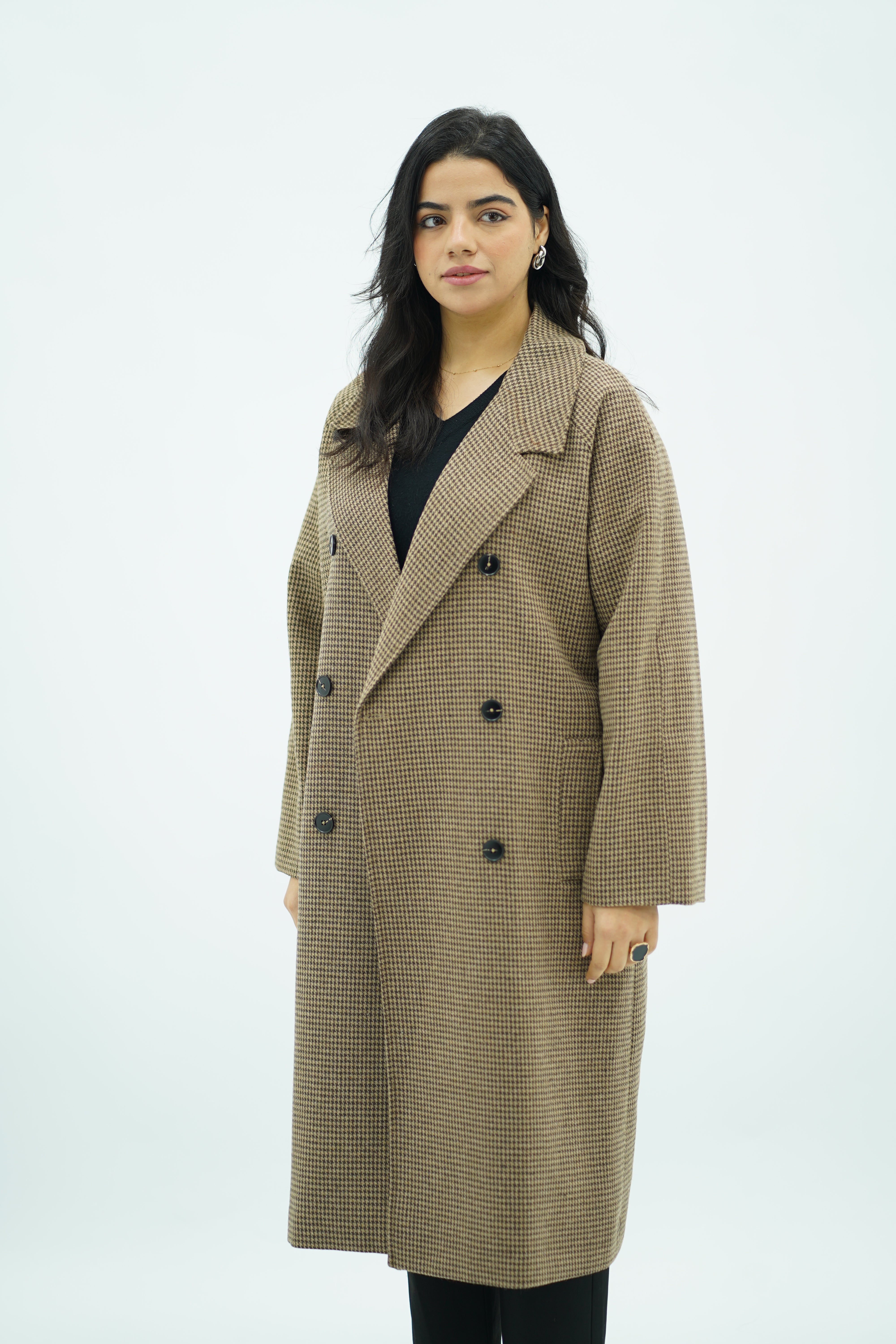 Manteau Beige oversize pied de poule