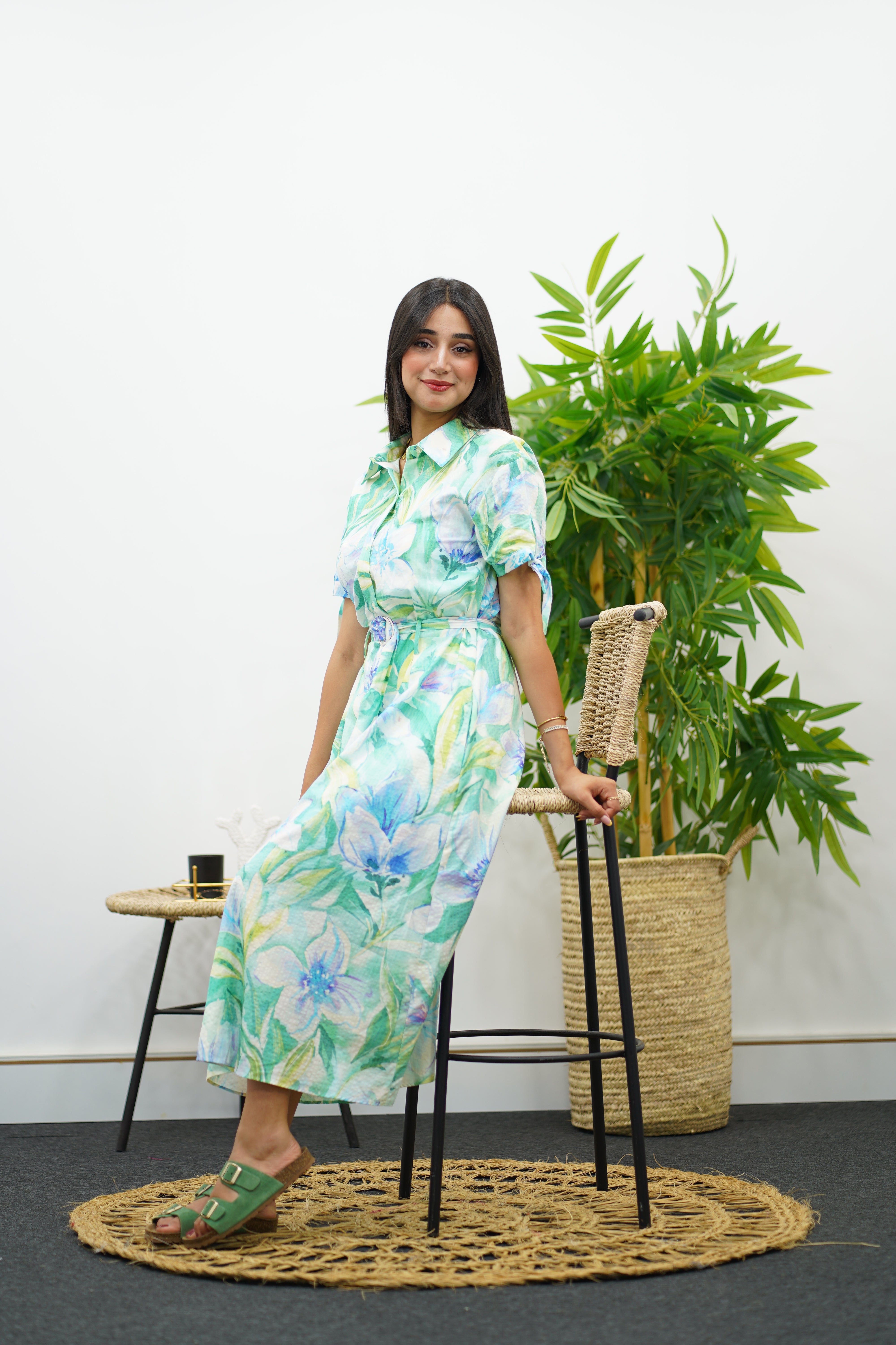 Robe longue à imprimé floral pastel