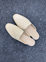 Mules en cuir 100% véritable - blanc cassé