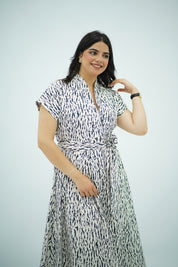 Robe midi imprimée avec ceinture