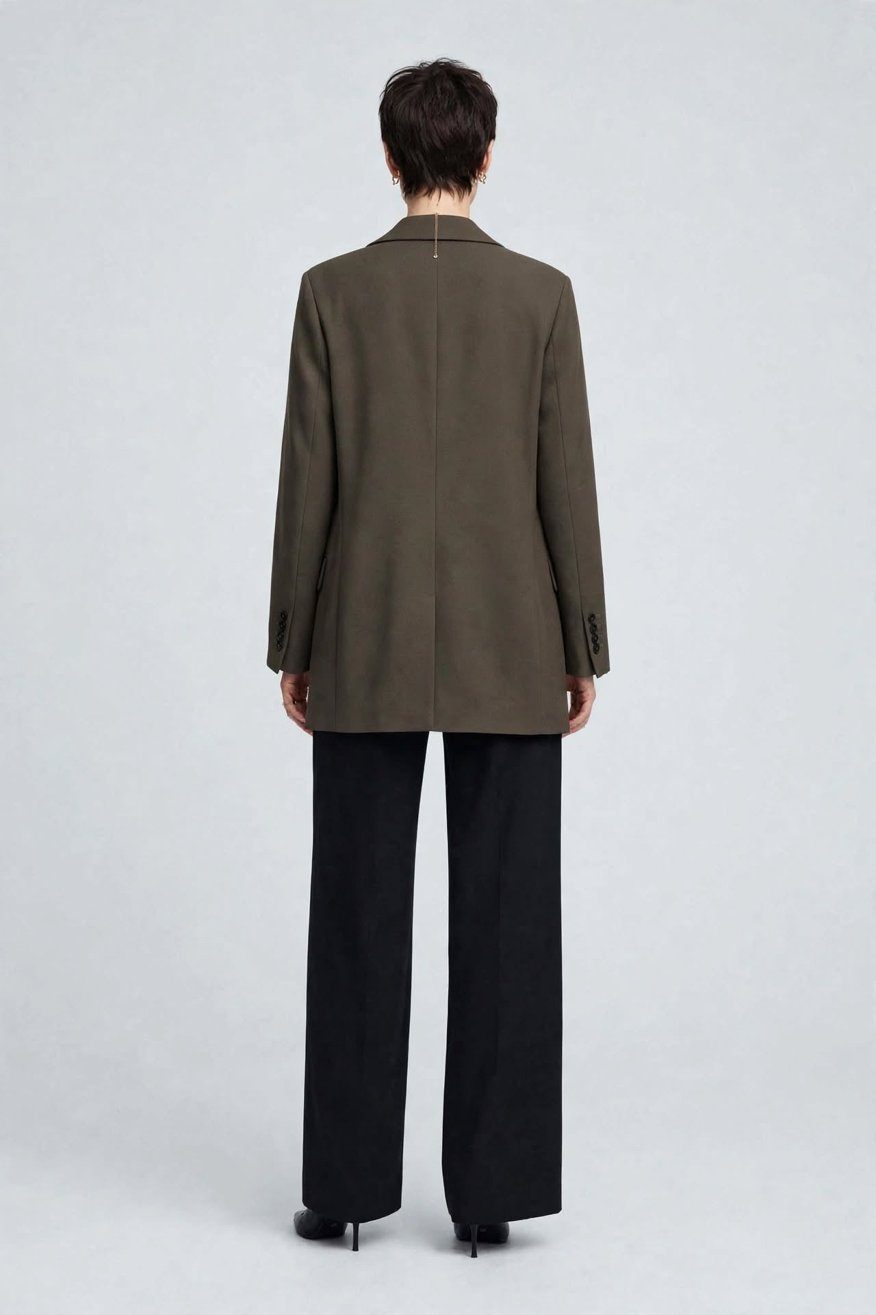 Veste Blazer Structurée Kaki Foncé