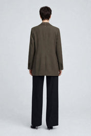 Veste Blazer Structurée Kaki Foncé