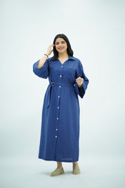 Robe En Lin Bleu indigo