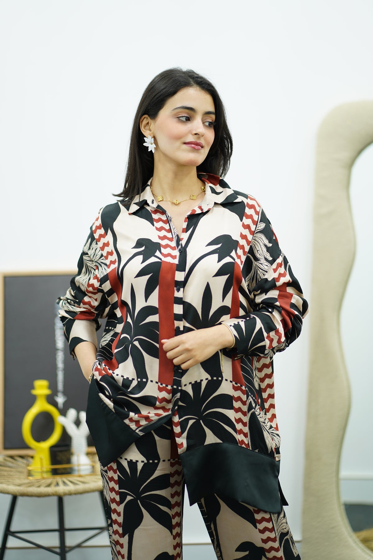 Ensemble satinée avec motifs
