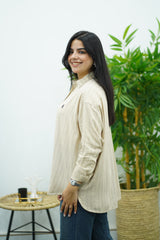 Chemise Rayé En lin - Beige