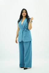 Ensemble tailleur sans manches bleu ciel