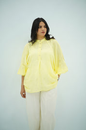 Chemise jaune pastel en Lin
