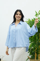 Chemise Oversize en Lin Rayé