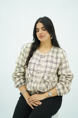 Bomber a carreaux en tweed